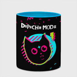 Кружка 3D Depeche Mode - rock star cat, цвет: 3D-белый + небесно-голубой — фото 2