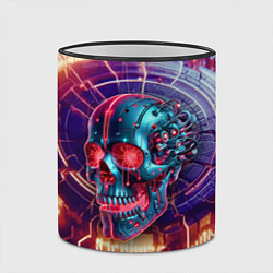Кружка 3D Cyber art skull - steel metal, цвет: 3D-черный кант — фото 2