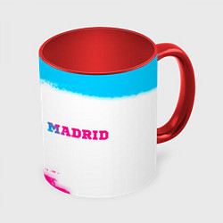 Кружка 3D Real Madrid neon gradient style по-горизонтали, цвет: 3D-белый + красный