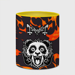 Кружка 3D Mayhem рок панда и огонь, цвет: 3D-белый + желтый — фото 2
