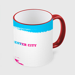 Кружка 3D Leicester City neon gradient style по-горизонтали, цвет: 3D-красный кант