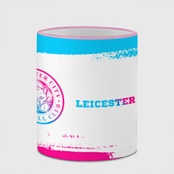 Кружка 3D Leicester City neon gradient style по-горизонтали, цвет: 3D-розовый кант — фото 2