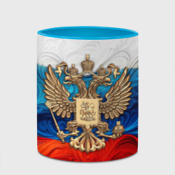 Кружка 3D Россия герб и флаг, цвет: 3D-белый + небесно-голубой — фото 2