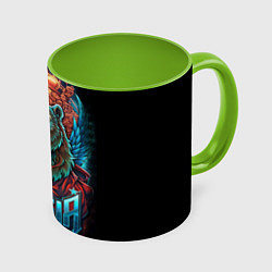 Кружка 3D Суровый русский медведь, цвет: 3D-белый + светло-зеленый