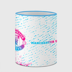Кружка 3D Manchester United neon gradient style по-горизонта, цвет: 3D-небесно-голубой кант — фото 2