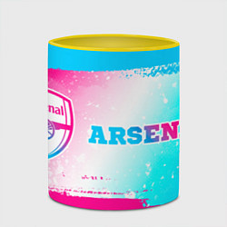 Кружка 3D Arsenal neon gradient style по-горизонтали, цвет: 3D-белый + желтый — фото 2