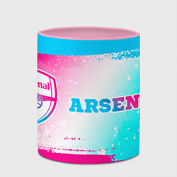 Кружка 3D Arsenal neon gradient style по-горизонтали, цвет: 3D-белый + розовый — фото 2