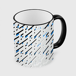 Кружка 3D Black and blue stripes on a white background, цвет: 3D-черный кант