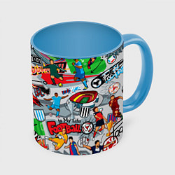Кружка 3D Football is my life pattern, цвет: 3D-белый + небесно-голубой