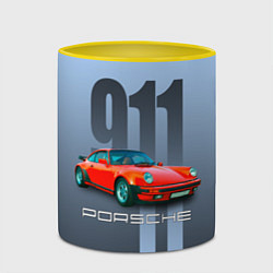 Кружка 3D Винтажный автомобиль Porsche 911 Carrera, цвет: 3D-белый + желтый — фото 2