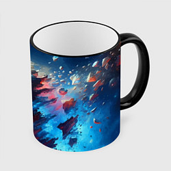 Кружка 3D Разрыв космического тела - нейросеть, цвет: 3D-черный кант