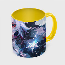 Кружка 3D Genshin Impact Арлекино draw, цвет: 3D-белый + желтый