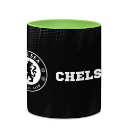 Кружка 3D Chelsea sport на темном фоне по-горизонтали, цвет: 3D-белый + светло-зеленый — фото 2