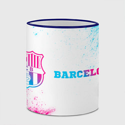 Кружка 3D Barcelona neon gradient style по-горизонтали, цвет: 3D-синий кант — фото 2