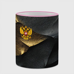 Кружка 3D Золотой герб России на темном фоне, цвет: 3D-розовый кант — фото 2
