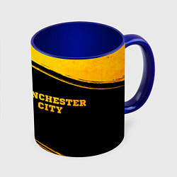 Кружка 3D Manchester City - gold gradient по-горизонтали, цвет: 3D-белый + синий