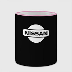 Кружка 3D Nissan logo white, цвет: 3D-розовый кант — фото 2