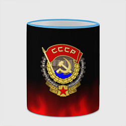 Кружка 3D СССР патриотический значок с серпом, цвет: 3D-небесно-голубой кант — фото 2