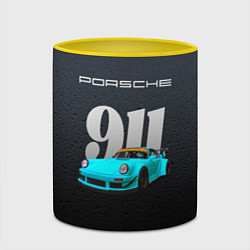 Кружка 3D Porsche 911 спортивный автомобиль, цвет: 3D-белый + желтый — фото 2