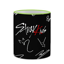 Кружка 3D Stray kids автографы лого, цвет: 3D-светло-зеленый кант — фото 2