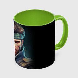 Кружка 3D Веном Снейк из игры Metal gear, цвет: 3D-белый + светло-зеленый