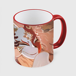 Кружка 3D Honkai Star Rail Sparkle and kitsune mask, цвет: 3D-красный кант