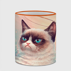 Кружка 3D Мемный кот Grumpy Cat с нимбом, цвет: 3D-оранжевый кант — фото 2