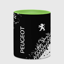 Кружка 3D Пежо: следы от шин, цвет: 3D-белый + светло-зеленый — фото 2