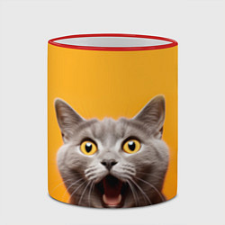 Кружка 3D Удивленный кот, цвет: 3D-красный кант — фото 2