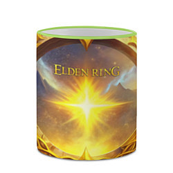 Кружка 3D Elden Ring лого и волшебное золотое кольцо, цвет: 3D-светло-зеленый кант — фото 2