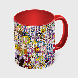 Кружка 3D Right now NewJeans and Takashi Murakami, цвет: 3D-белый + красный