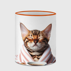 Кружка 3D Котик в халате, цвет: 3D-оранжевый кант — фото 2