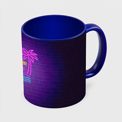 Кружка 3D Неоновые пальмы summer vibes, цвет: 3D-белый + синий