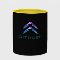 Кружка 3D Citroen logo neon, цвет: 3D-белый + желтый — фото 2