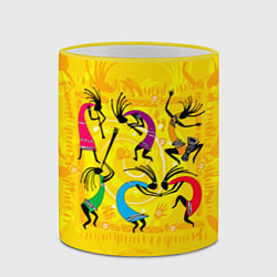 Кружка 3D Танцующие Кокопелли, цвет: 3D-желтый кант — фото 2