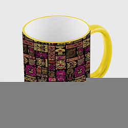 Кружка 3D Африка - этнический орнамент, цвет: 3D-желтый кант