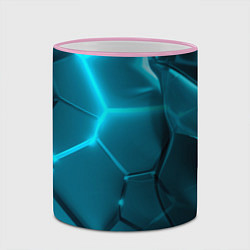 Кружка 3D Неоновые холодные голубые плиты в разломе, цвет: 3D-розовый кант — фото 2
