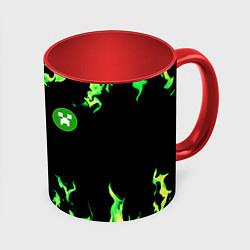 Кружка 3D Minecraft green flame, цвет: 3D-белый + красный