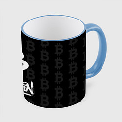 Кружка 3D Биткоин - граффити белый, цвет: 3D-небесно-голубой кант
