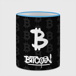 Кружка 3D Биткоин - граффити белый, цвет: 3D-небесно-голубой кант — фото 2