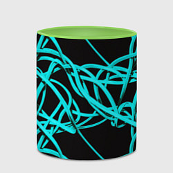 Кружка 3D Ярко голубые линии, цвет: 3D-белый + светло-зеленый — фото 2