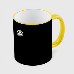 Кружка 3D Volkswagen logo white, цвет: 3D-желтый кант