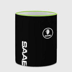Кружка 3D SAAB logo white, цвет: 3D-светло-зеленый кант — фото 2