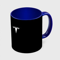 Кружка 3D Tesla logo white, цвет: 3D-белый + синий