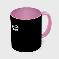 Кружка 3D Mazda white logo, цвет: 3D-белый + розовый