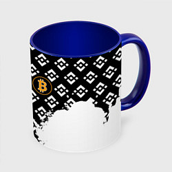 Кружка 3D Bitcoin pattern binance, цвет: 3D-белый + синий