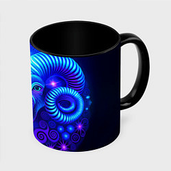 Кружка 3D Знак зодиака овен, цвет: 3D-белый + черный