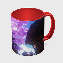 Кружка 3D Genshin Impact Сакура Наруками, цвет: 3D-белый + красный