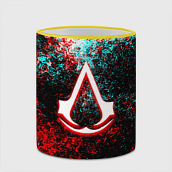 Кружка 3D Assassins Creed logo glitch, цвет: 3D-желтый кант — фото 2