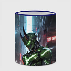 Кружка 3D Зелёный кибернетический демон, цвет: 3D-синий кант — фото 2